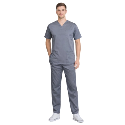 Komplet medyczny elastyczny męski szary roz. 3XL – komplet medyczny – strój medyczny